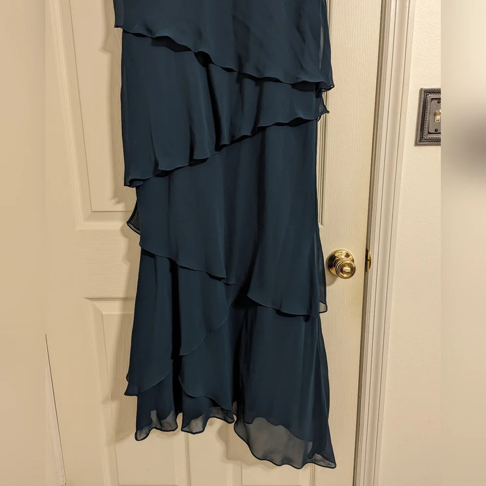 Jean De Lys Blue Dress sleeveless With asymmetrical hem size 18 (Read condition) - Picture 2 of 14